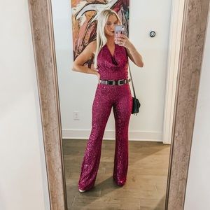 Halter sequin jumpsuit